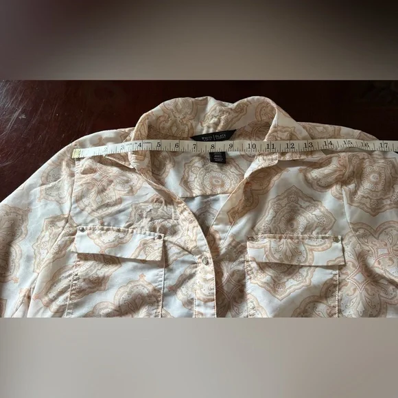 White House Black Market Women's beige & peach blouse size 10 - Picture 7 of 9
